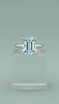 Custom Cushion-Cut Aquamarine Ring