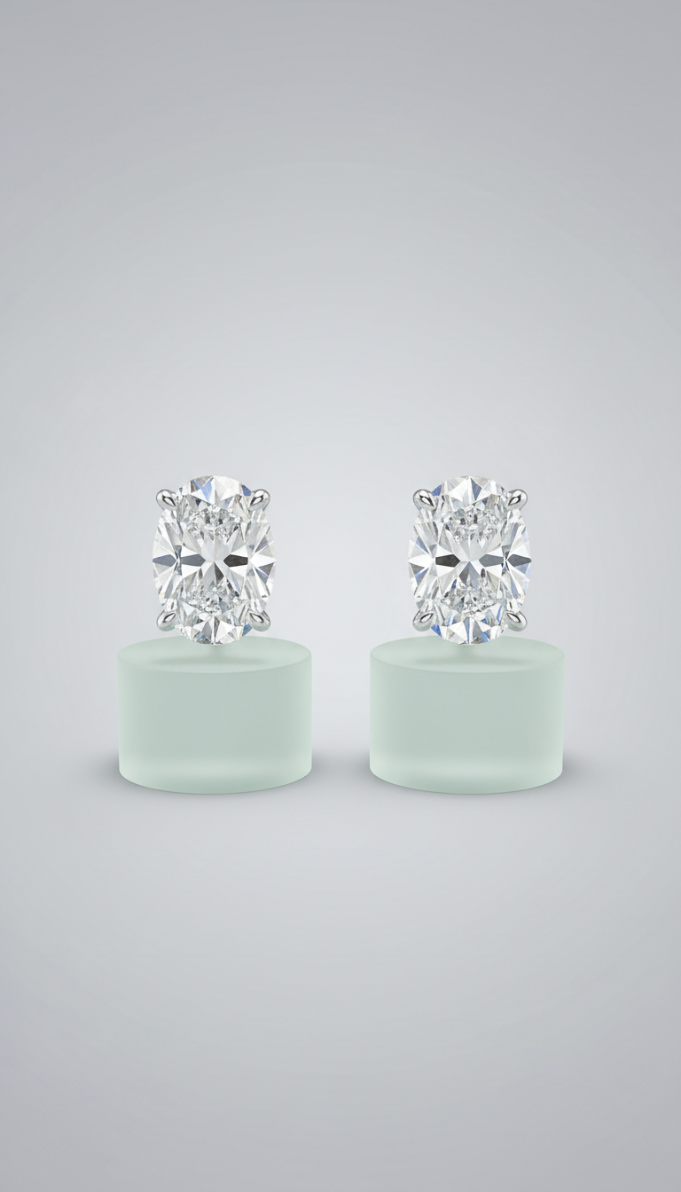 Oval Diamond Stud Earrings