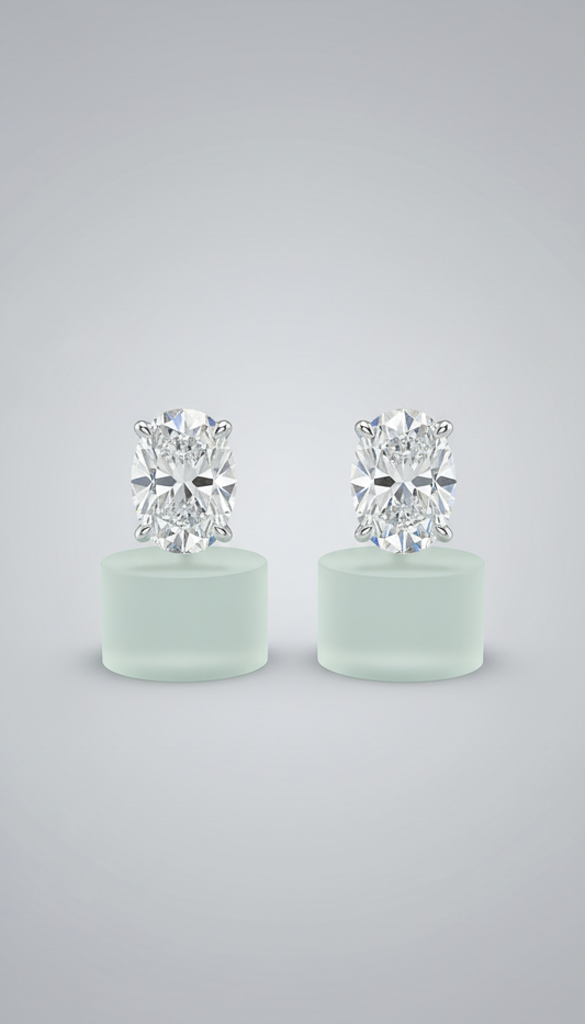 Oval Diamond Stud Earrings